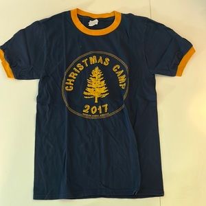 Vintage ringer tee. Navy & Gold. Small.